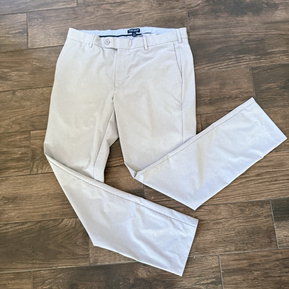 Peter Millar Golf Pants Men 35x31 Light Gray Performance Chino Crown Crafted
